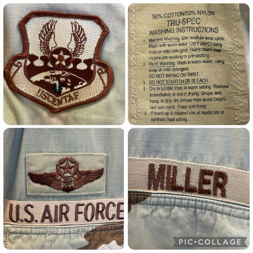 Vintage USAF USCENTAF DCU Large Regular Desert Camo Combat Coat Patches - Picture 6 of 12